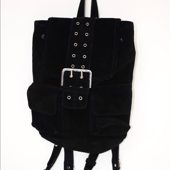 black suede mini backpack